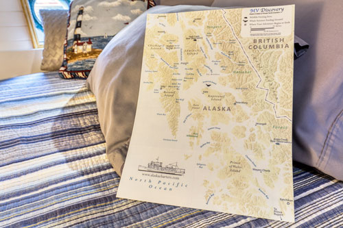 map aboard MV Discovery to Alaska